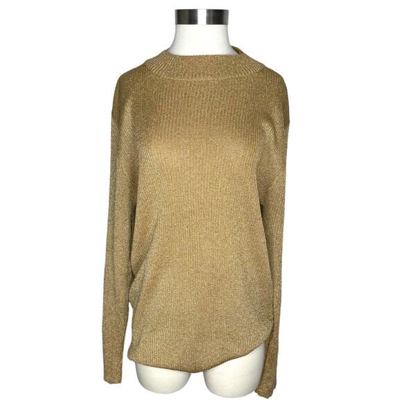 Lane Bryant Women's Gold Shimmer Sweater Size 38 - Picture 1 of 7